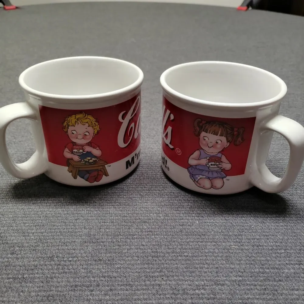 Vintage Campbell's Soup Mugs Set of 2 1998 Campbell Kids Houston Harvest